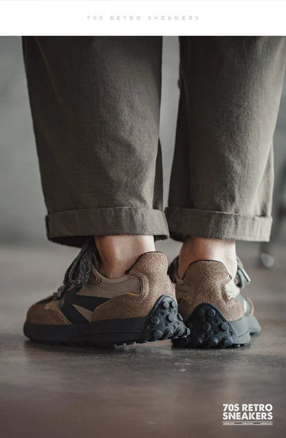 Maden Frühling Vintage Dickbesohlte Patchwork Schwarze Sneakers Lässige atmungsaktive Joggingschuhe Low-Top-Schnürschuhe Sportliche Sommerschuhe