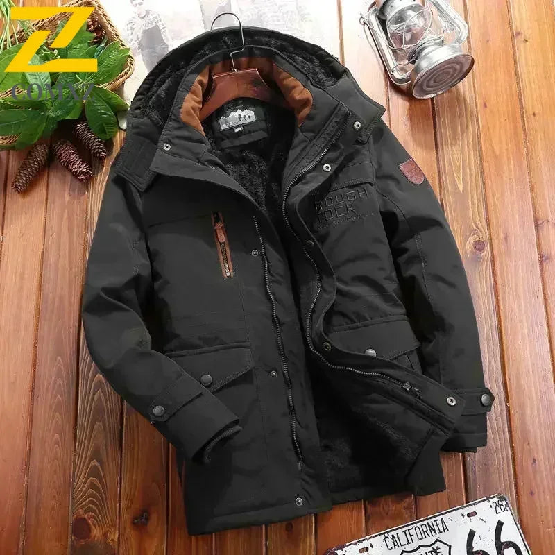 Winter Parka Men Windbreaker Fleece Thick Warm Fur Coats Male Retro Hooded Streetwear Overcoats Men's Windproof Jackets 6xl.