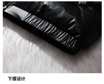 Vest Winter Hooded Glossy Cotton Vest Casual Waistcoat Men's Sleeveless Jacket Warm Overcoats Zipper Solid Color Mens Warm Vests