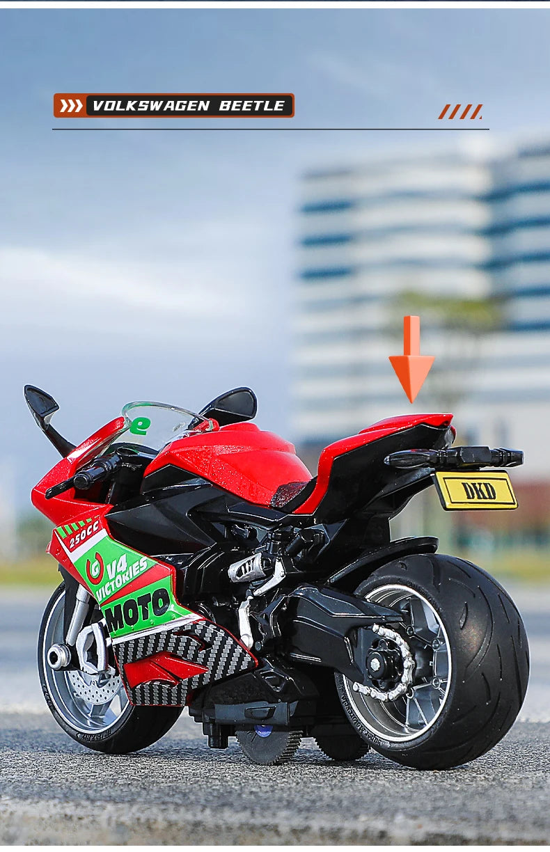 1:12 Sound Light Motorcycle Alloy+Plastic Moto Car Model Diecast Play Vehicles Decoration Collection Boy Toys For Children Gift.