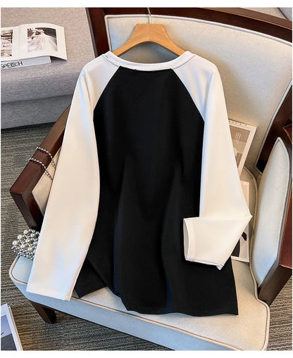 175kg plus size Damen büste Frühling Herbst lockeres Oberteil Rundhals bedrucktes Langarm-Sweatshirt 4xl 5xl 6xl 7xl 8xl 9xl