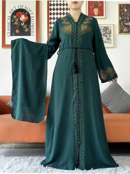 Laxury Design New Women Elegant Dress Chiffon Open Abaya Muslim Women Dress Islamic Clothing Cardigan Abaya Women Muslim Dress