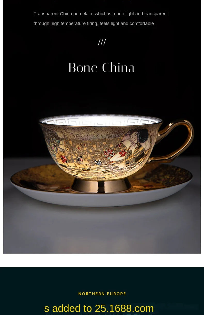 European Coffee Set Bone China Coffee Cup And Saucer Set Retro Luxury Porcelain Cup For Birthday Gift Couple Set With Gift Box.