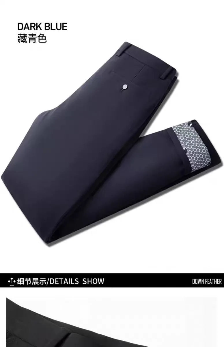 Men's Winter 90% Goose Down Pants with Knee Protection Graphene Thermal Casual Down Trousers Man pantalones hombre PT-599.