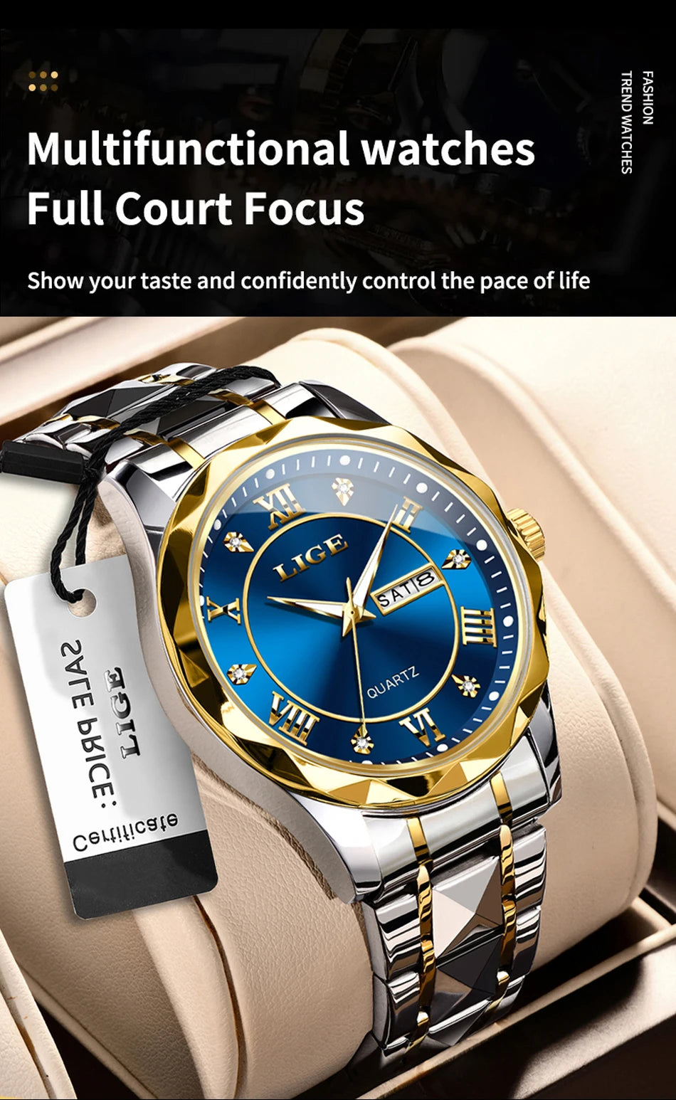 LIGE 2025 brand luxury women's watches waterproof luminous date day Ladies Watch stainless steel quartz watches for women reloj.