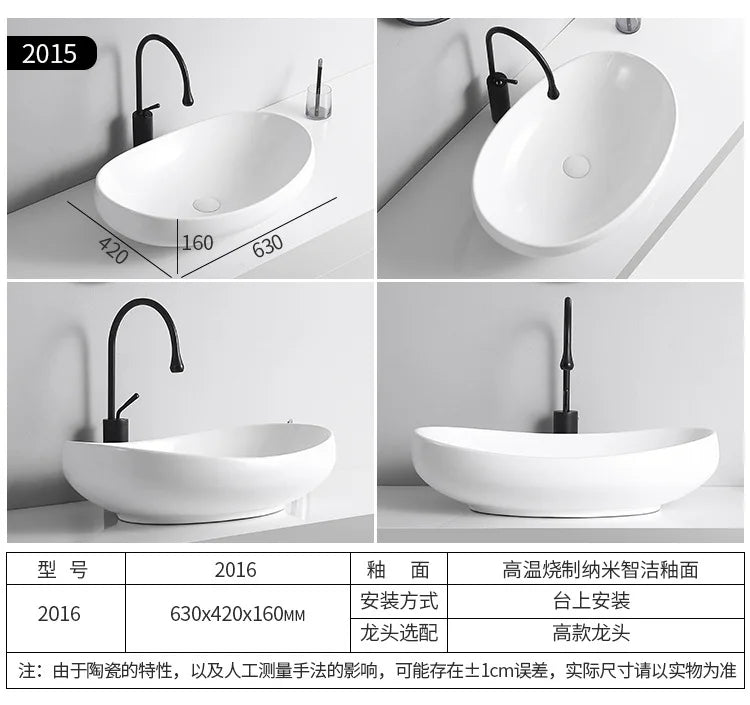 Arbeits platte Waschbecken Seite Entwässerung Keramik Waschbecken Balkon Waschbecken Kunst becken Einzel becken quadratischer Kreis