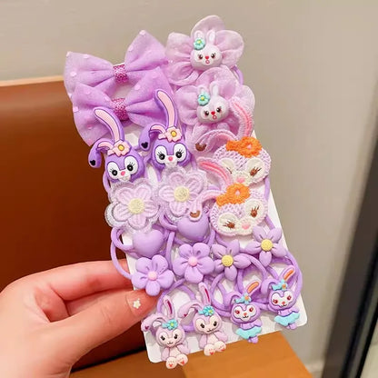 20pcs/Set Children's Hair Accessories Elastic And Scrunchies Hair Bands Resin Cartoon Animals Hair Rope Sweet Cute Ponytail Hold.