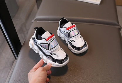 Diseny Kids'Casual Shoes Led Light Car Club Cartoon PU Leather Spring Shoes For Children Anti-slip Red Blue Shoes Size 21-30.