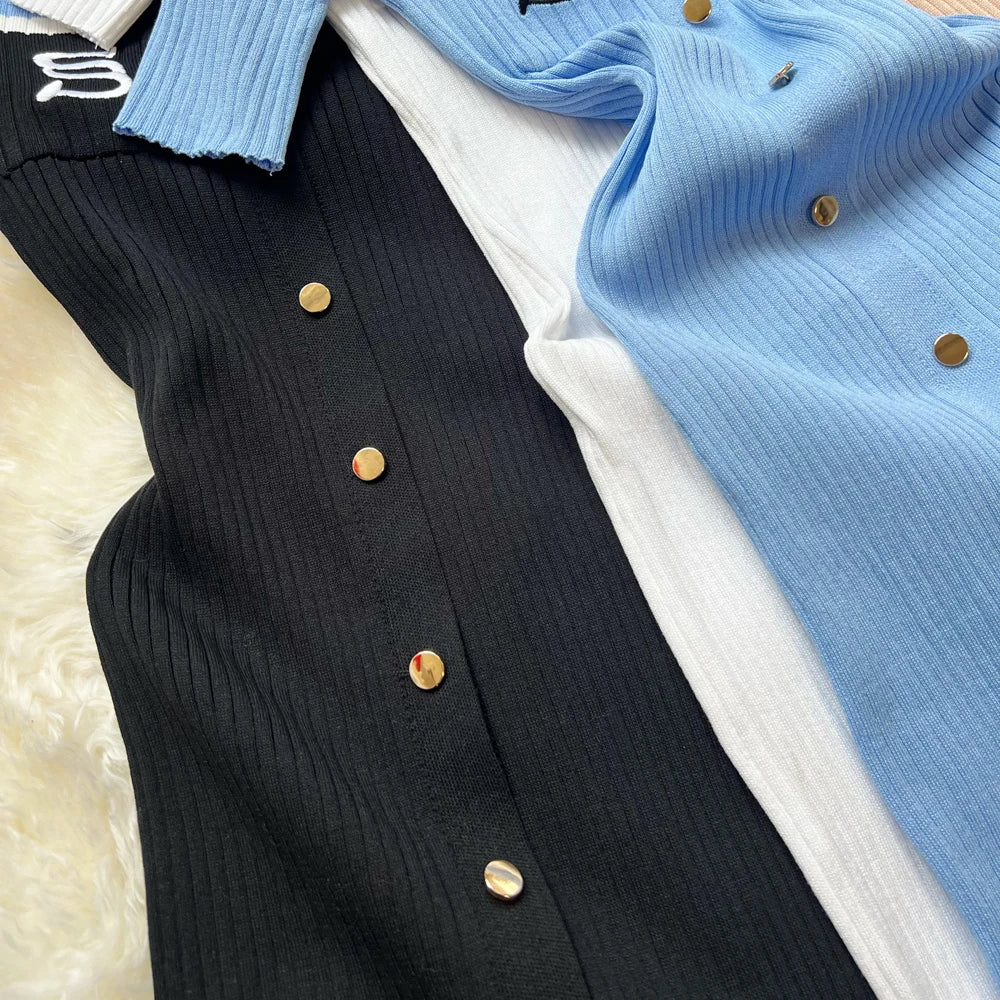 YuooMuoo 2023 Neue Sommer Frauen Gestrickte Lange Kleid Elegante Stickerei Dünne Elastische Bodycon Pullover Kleid Büro Dame Vestidos.