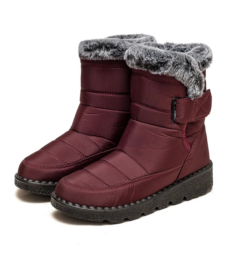 Boots 2025 Women's Boots Fur Botas Mujer Super Warm Winter Boots For Snow Women Low Heels Winter Shoes Woman Black Rubber Boot.