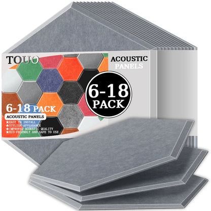 TOUO Acoustic Panels 6-18pc Noise Treatment Insulation Soundproofing Home Studio High Density Soundproof Wall Decor Bedroom