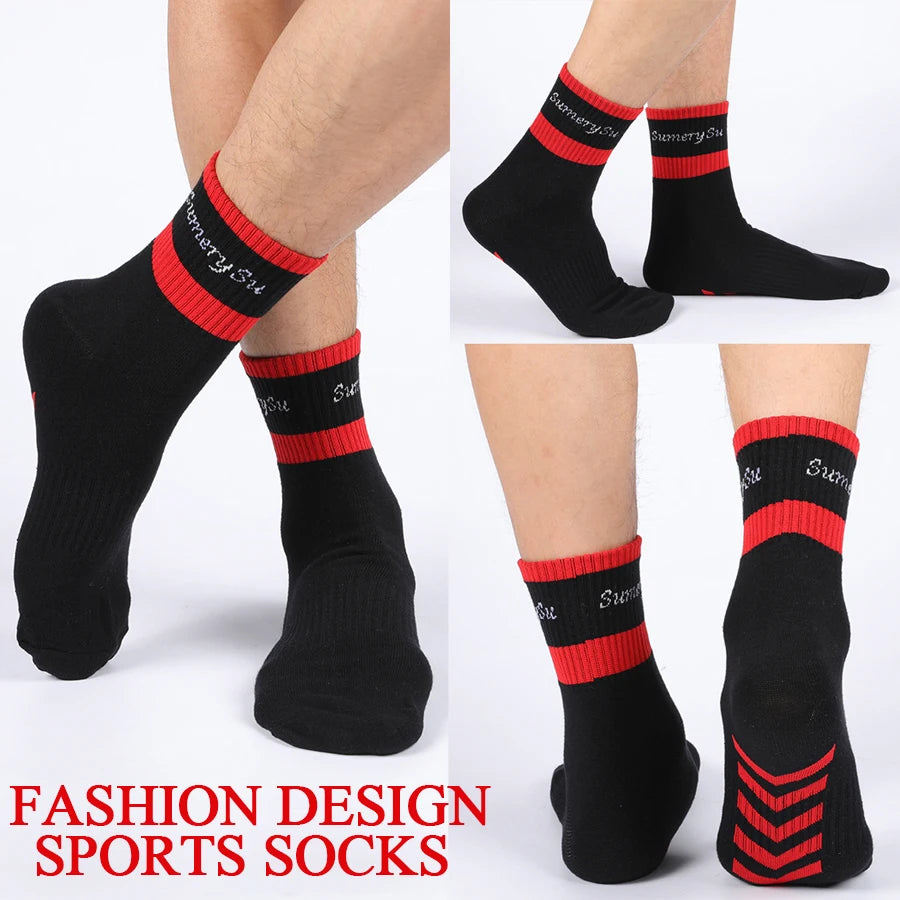 5 Pairs/Lot Running Socks Men Sports High Quality Cotton Colorful Outdoor Cycle Casual Breathable Long Sock Male Gifts 5 Styles.