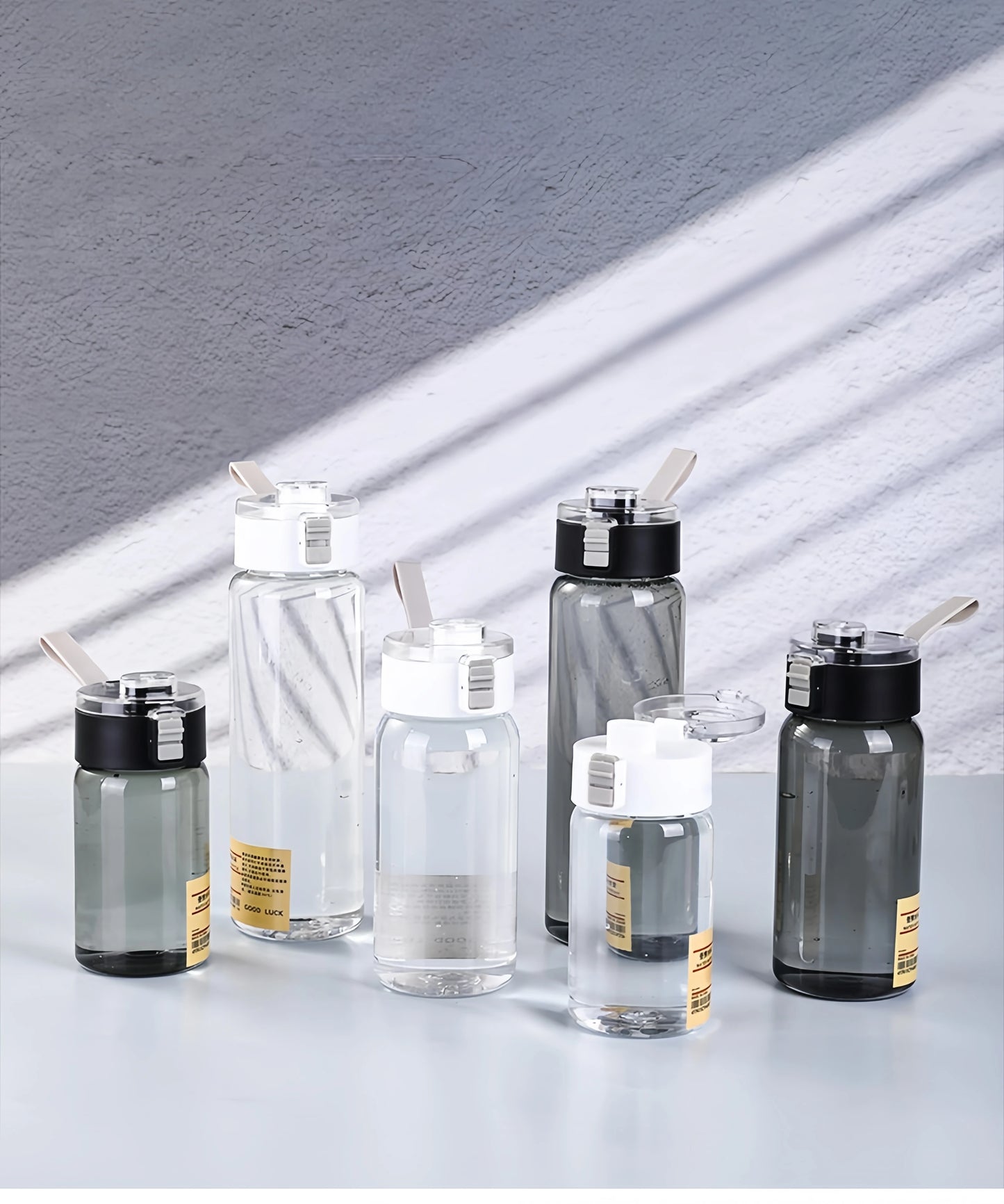 Kawaii Plastic Transparent Water Bottle Leakproof Simple Portable Outdoor Travel Office Water Bottle Juice Cup Beach Drinkware.