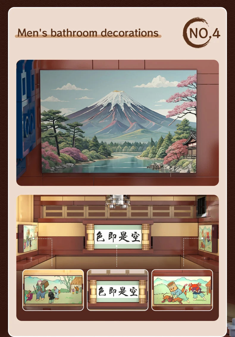 Cada Japanese Sushi HouseBricks Shop LED Japanese Steamed Bun House Building Blocks Summer Cafe cada Toy Street View Series set.