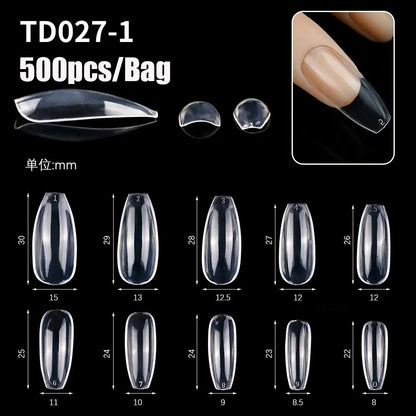 500/600pcs Long Pointed Fake Nail Tips Stiletto Half Cover French Acrylic UV Gel False Nail Extension Press On Nails Manic Tool
