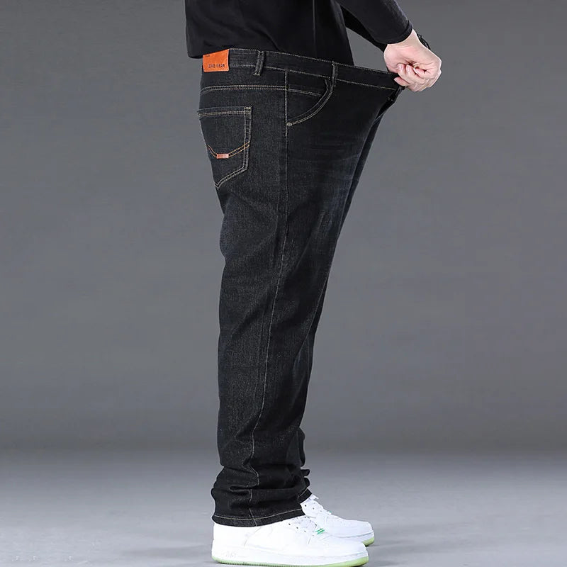 Herren-Jeanshose, große Größe 50, hochelastischer Denim-Stoff, große Hose für 45–150 kg, Jeans, Hombre, weites Bein, Pantalon Homme.