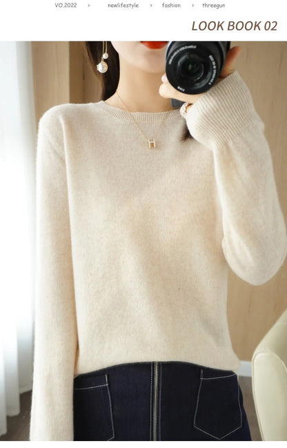 Herbst Winter frauen Pullover Oansatz Kaschmir Solide Pullover Schlank Bodenbildung Shirt Langarm Casual Grundlegende Pull Femme Pullover.