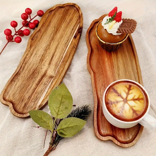 Wooden Tea Tray Cloud Shape Fruit Dessert Candy Plate Retro Tea Coffee Cup Breakfast Plate Decorative Jewelry Cosmetic Organizer.