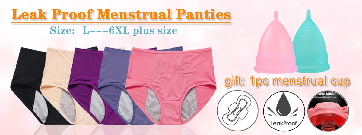 5Pcs/Set Heavy Absorbency Menstrual Panties  4 Layer Leakproof Women's Period Underwear Comfortable For Day Incontinence Briefs.