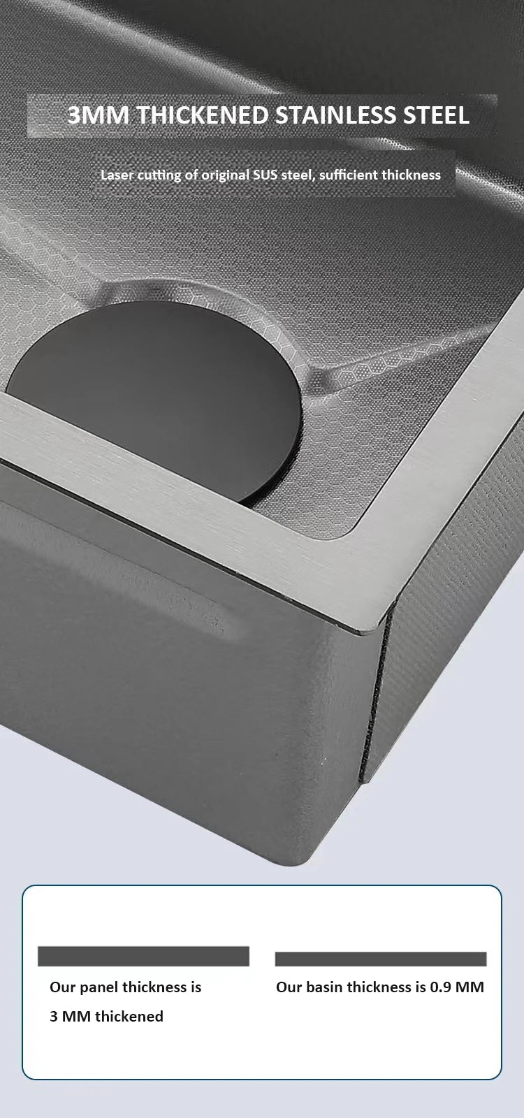 Blue Whale Arowana Multifunctional Kitchen Sink Single Bowl Nano Black Honeycomb LED Digital Display Stainless Steel for Home