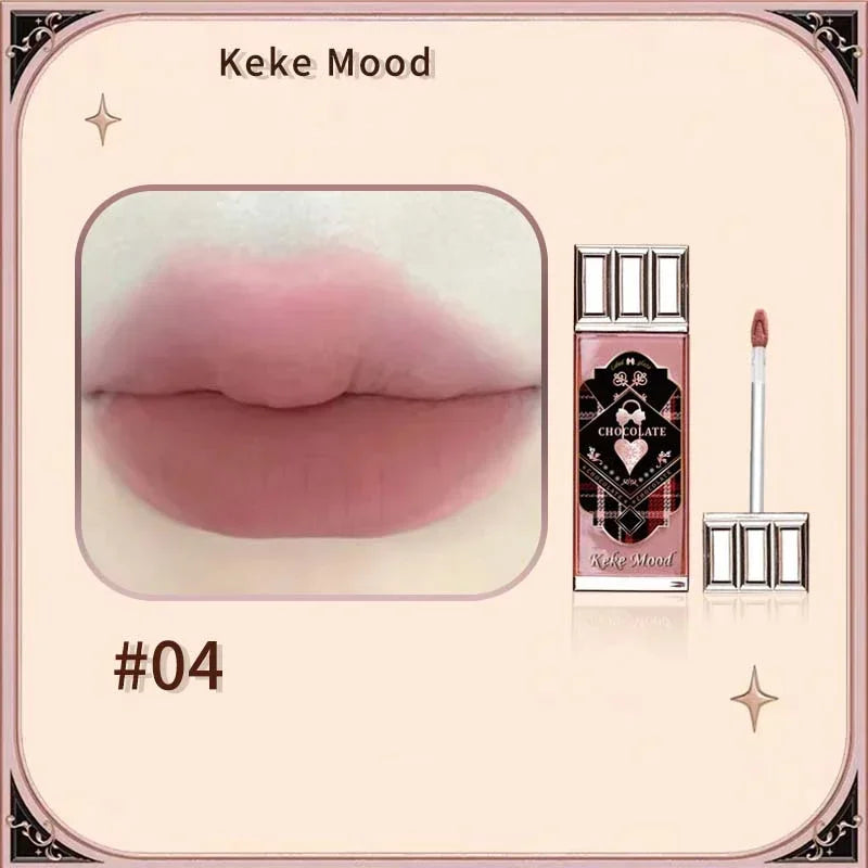 Chocolate Cloud Matte Lipstick Velvet Lip Gloss Brown Red Liquid Lip Glaze Makeup Smooth Long-Lasting Lip Tint Cosmetics.