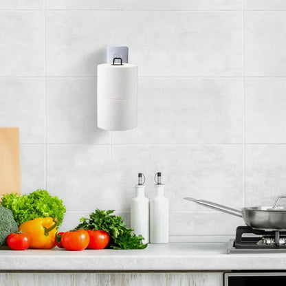 Schwarzer selbstklebender Toilettenpapierhalter – Wandhalterung ohne Bohren, Badezimmeraufbewahrung mit Handtuchhalter für Küche und Badezimmer