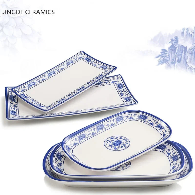 1pc Food Grade Plastic Dinner Plates Chinese Melamine Plastic Is Not Easy To Break Rectangular Plate Restaurant Kitchen Supplies.