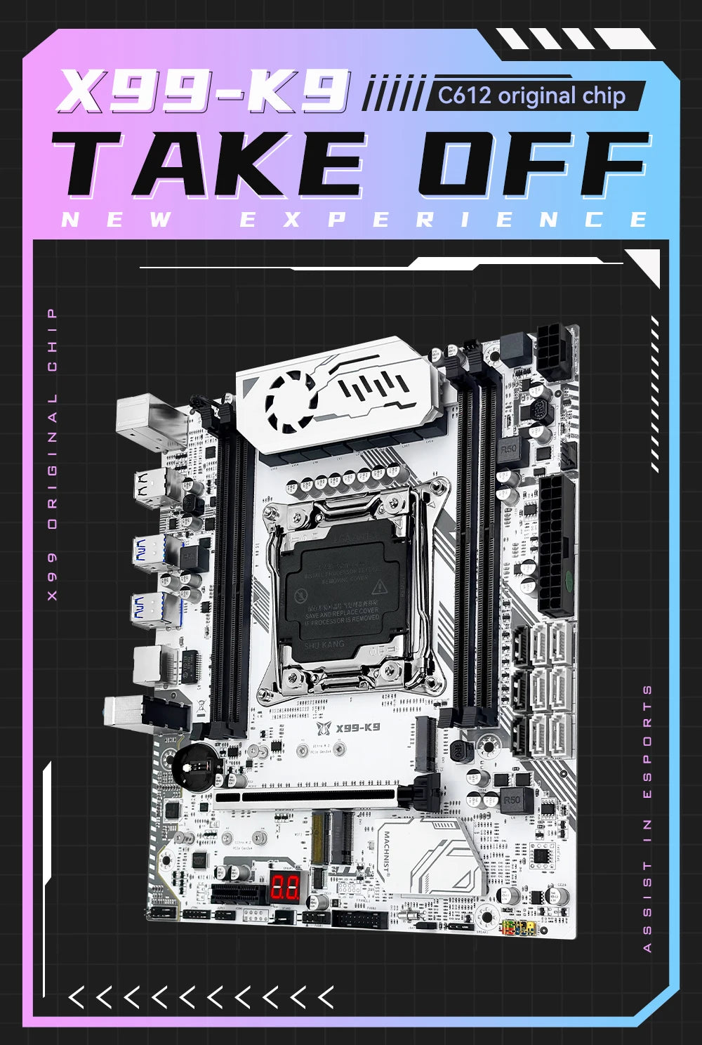 MACHINIST New upgrade X99 Gaming Motherboard LGA 2011-3 cpu C612 Chip Supports TPM2.0 Four Channel DDR4 NVME/WIFI M.2 Interface.