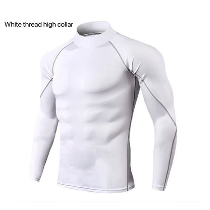 Men's Workout Compression Shirt Quick Dry Running T-shirt Turtleneck Long Sleeve Rash Guard Gym Base Layer Athletic Undershirt.