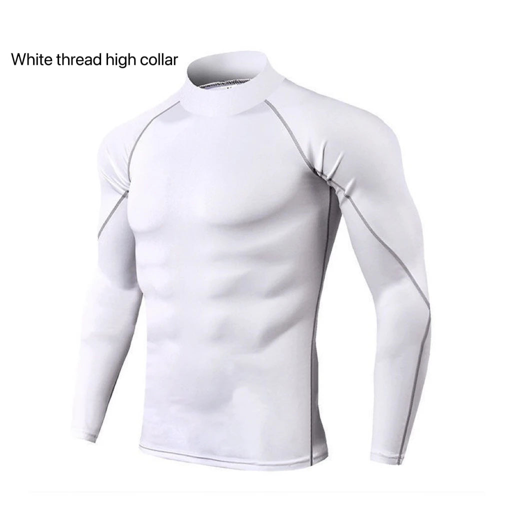 Men's Quick Dry Running T-shirt Workout Compression Shirt Turtleneck Long Sleeve Rash Guard Gym Base Layer Athletic Undershirt.