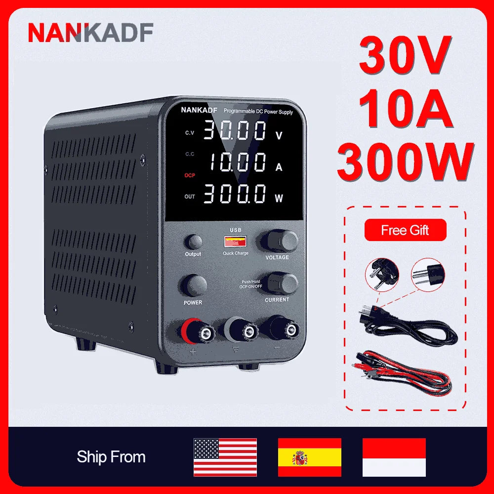 NANKADF Lab Bench Power Supply 30V 10A Switching Power Supply Unit 30V 5A  Adjustable Source 60V 5A Voltage Stabilizer 120V 3A
