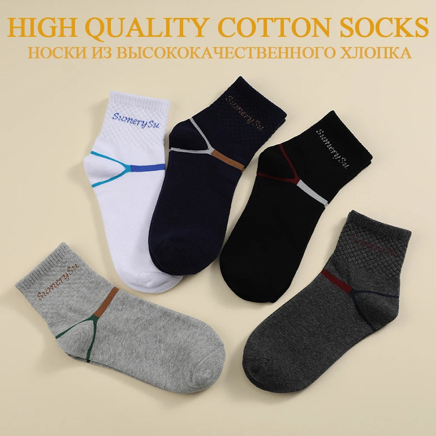 5 Pairs/Lot Running Socks Men Sports High Quality Cotton Colorful Outdoor Cycle Casual Breathable Long Sock Male Gifts 5 Styles.