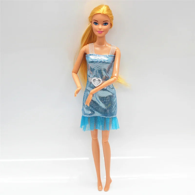New 30cm 11 Joints Movable Doll with Clothes 1/6 Doll with Skirt Girls Play House Diy Dress Up Toy Gifts.