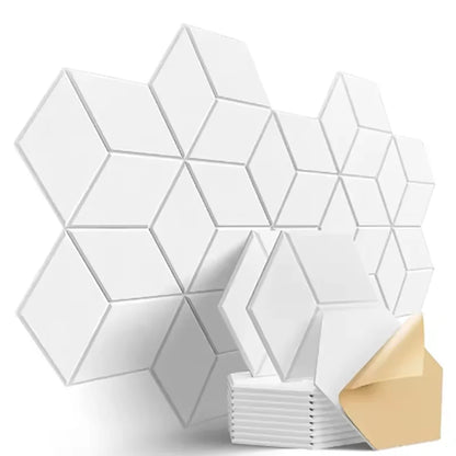 12 Pack HexagonalSelf-adhesive Acoustic Panels Sound Proof Foam Panels Y-Lined Design to Absorb Noise Eliminate Echoes Black