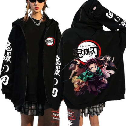 Designer Clothing Womens Luxury Essential Hoodies Japanese Anime Cartoon Demon Slayer Pattern Sweatshirt Womens Y2K Top Pullover.