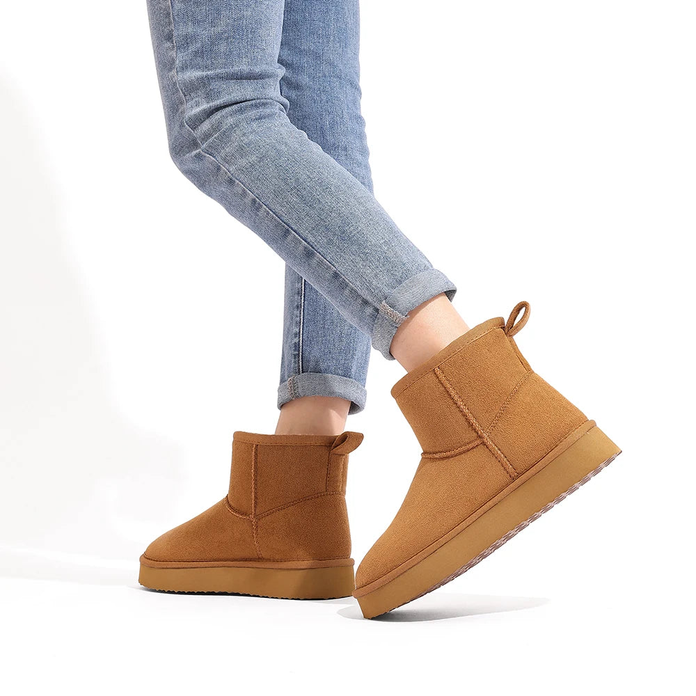 Evshine Memory Foam Ankle Boot Trending Shoes For Women Waterproof Women Snow Boots Female Snow Boots Suede Winter Warm Boots.