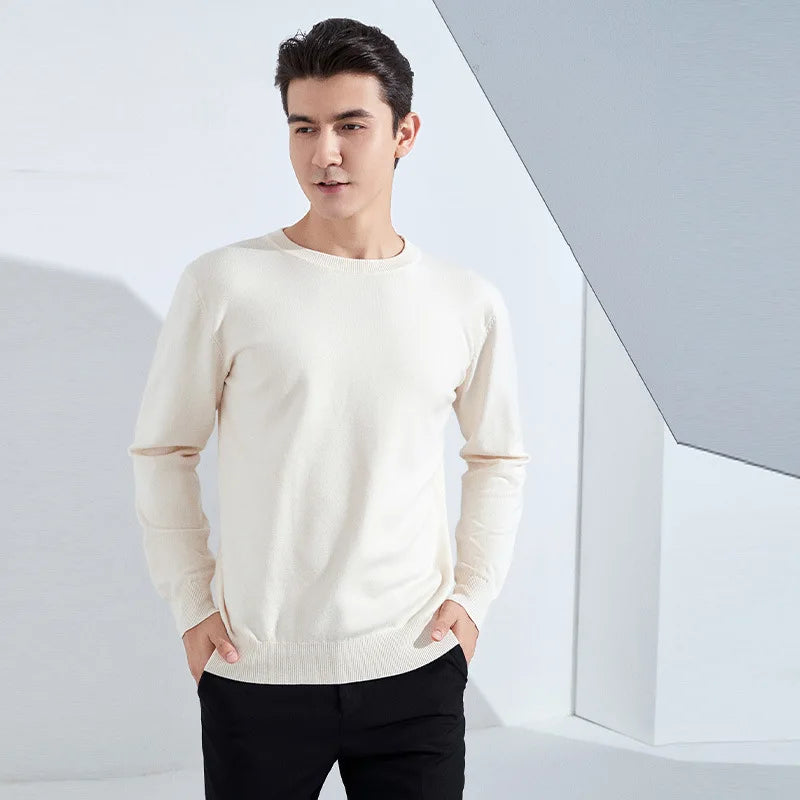 Autumn Winter Men Cashmere Sweater O-neck Soft Warm Pullovers Male Loose Knitted Shirt Korean men's winter blouse.