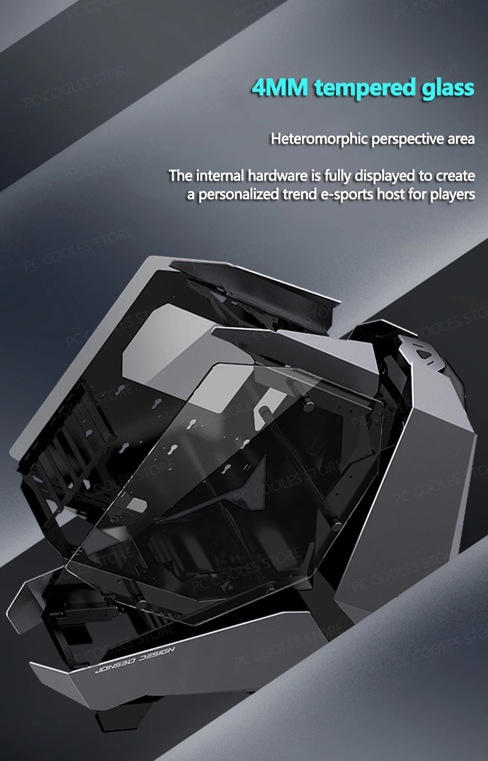 JONSBO MOD-5 Game E-sports Case All Aluminum Special-shaped Glass Chassis Support ATX Motherboard 360 Water-cooled 5V ARGB.