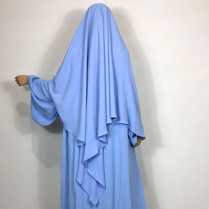 New One Layer Jazz Crepe Diamond Khimar High Quality Muslim EID Ramadan Islamic Clothing Tie Back Prayer Hijab Dropshipping.