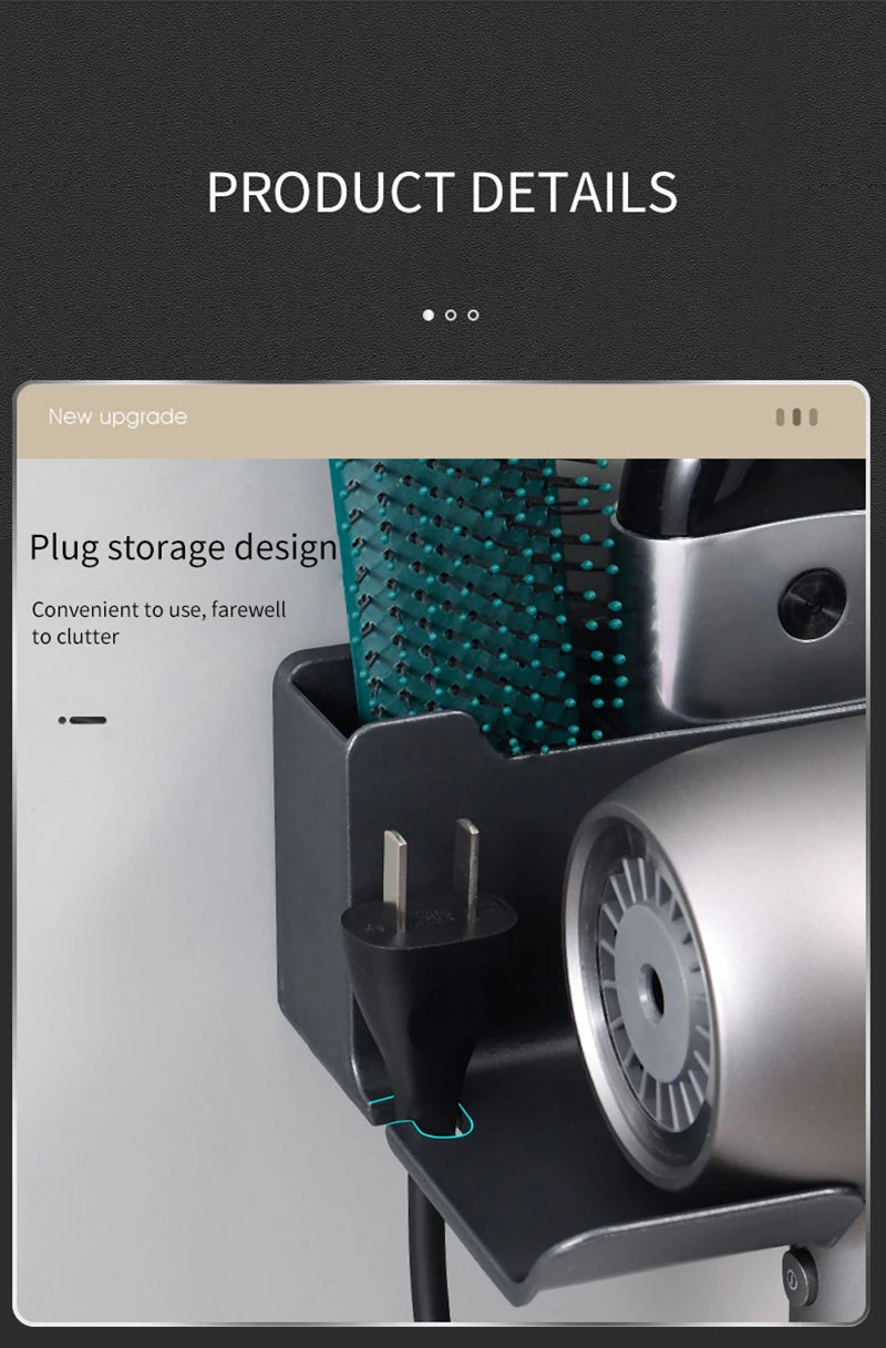 Haartrockner-Halter, Wandmontage, Wandtrockner-Wiege, weiß, schwarz, grau, Haartrockner, Föhn-Organizer für Badezimmer, Badezimmer, Regale