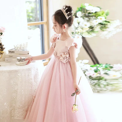Elegantes Mädchen Flauschiges Spitzenkleid Prinzessin Tüllkleid Geburtstag Hochzeit Kostüme Vestidos Mädchen Performance Party Outfit für Kinder.