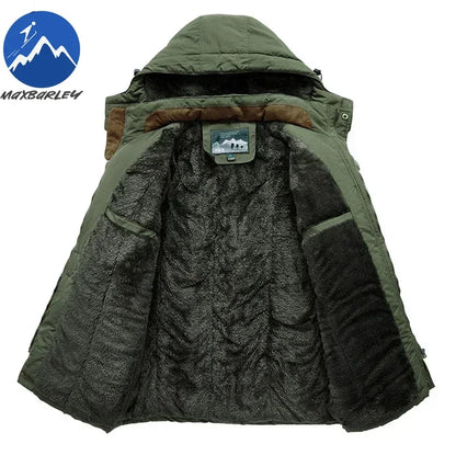 Winter Fleece Long Jacket Men Casual Thicken Warm Cotton Padded Jackets Man Fashion Hooded Outdoor Windproof Parkas Snow Coat.