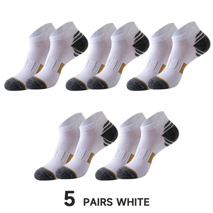 5 Pairs Socks Men's Short Socks Sweat Absorbent and Odorous Basketball Socks Running Sports Socks Breathable Mesh Men's Socks