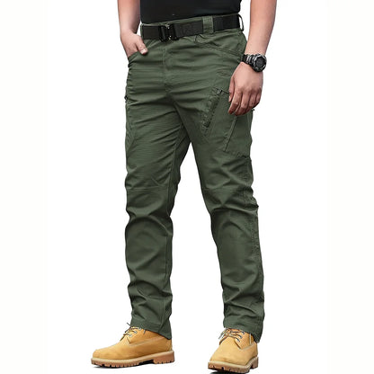 Men's multifunctional pocket tactical pants, wear-resistant Cargo Pants, water repellent, suitable for hiking and outdoor work.