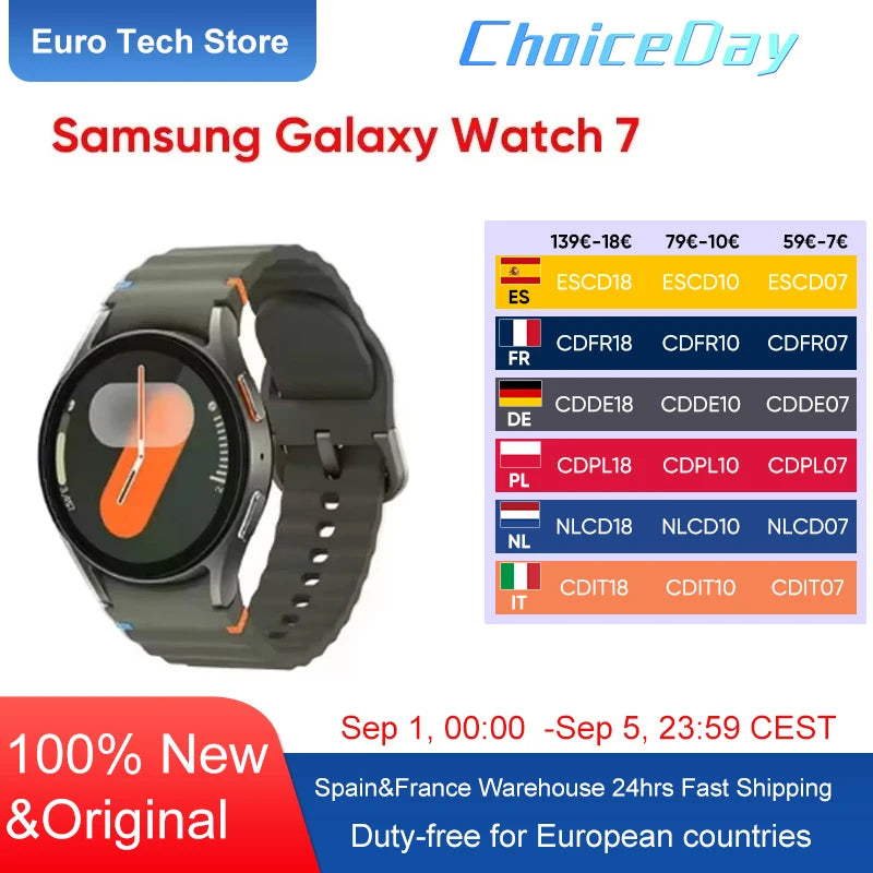 Smartwatch Samsung Galaxy Watch 7 Bluetooth 5.3 40/44mm 1.3'' Super AMOLED Screen Health Monitor Samsung Wear OS GPS.