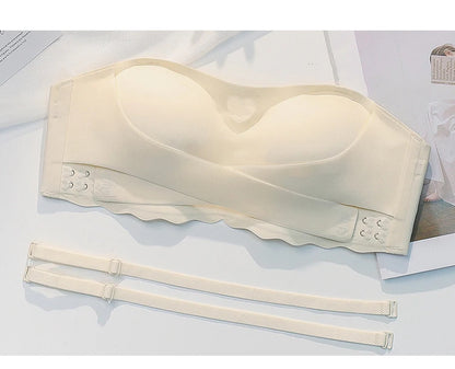 Women's Invisible Strapless Bra Front Buckle Design Anti-Slip Small Chest Gathering Markless All-match Beautiful Underwear.
