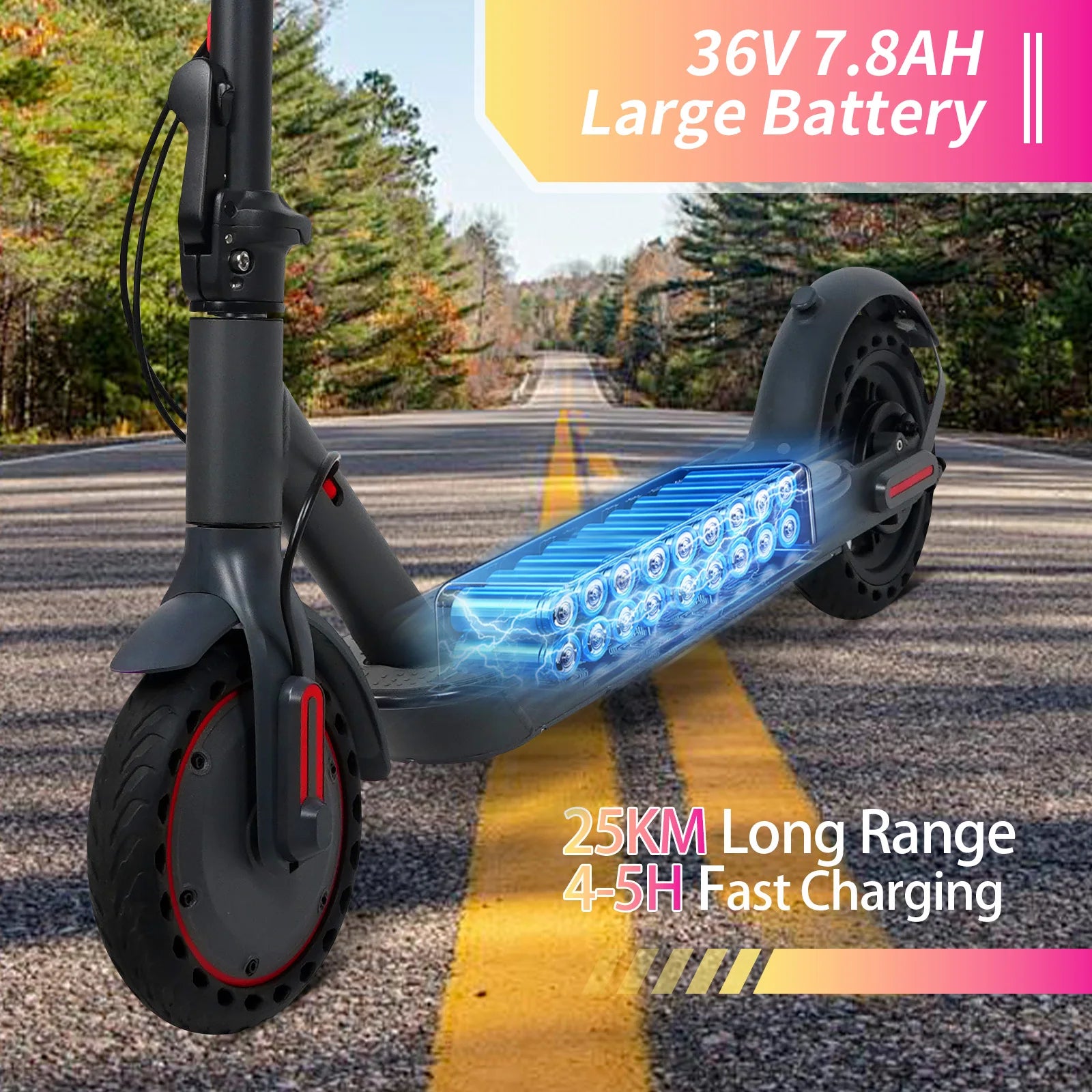 ATSANT Adult Electric Scooter 350W Powerful Motor 36V 25KM Long Range 8.5Inch with Storage Box Smart App Foldable Escooter.