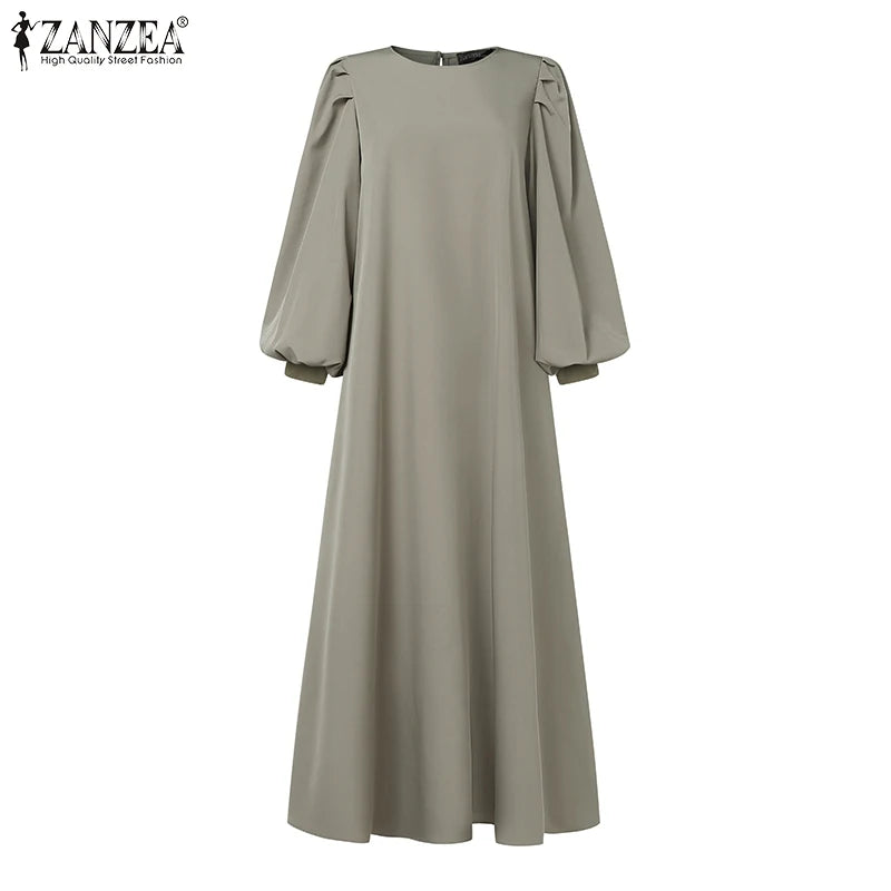 Muslim abaya ZANZEA Autumn Sundress Women Dress Hijab Dresses.
