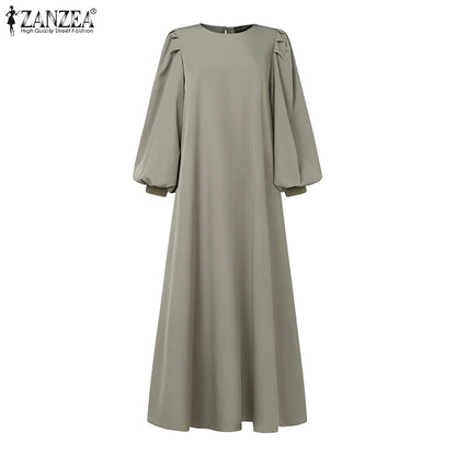 Muslim abaya ZANZEA Autumn Sundress Women Dress Hijab Dresses.