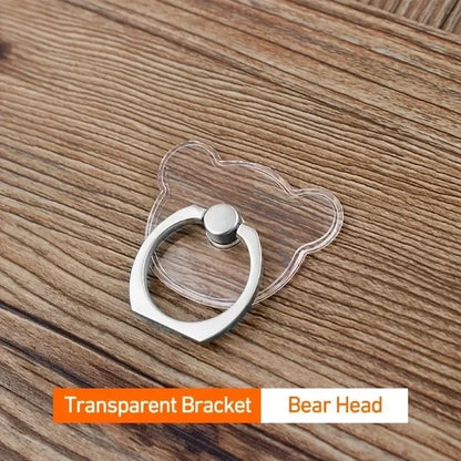 Transparent Cute Animal Round Phone Stand Foldable 360 Rotating Mobile Phone Ring Holder Smart Phone Accessories